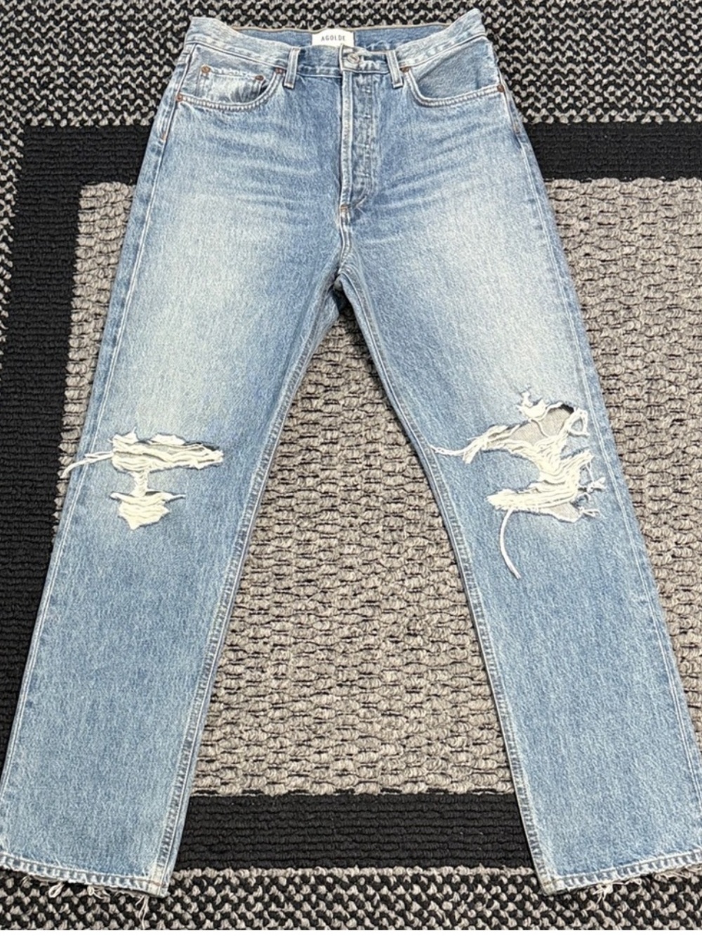 AGOLDE 90s Pinch Waist Jeans Women’s 27 Distressed Straight Raw Hem